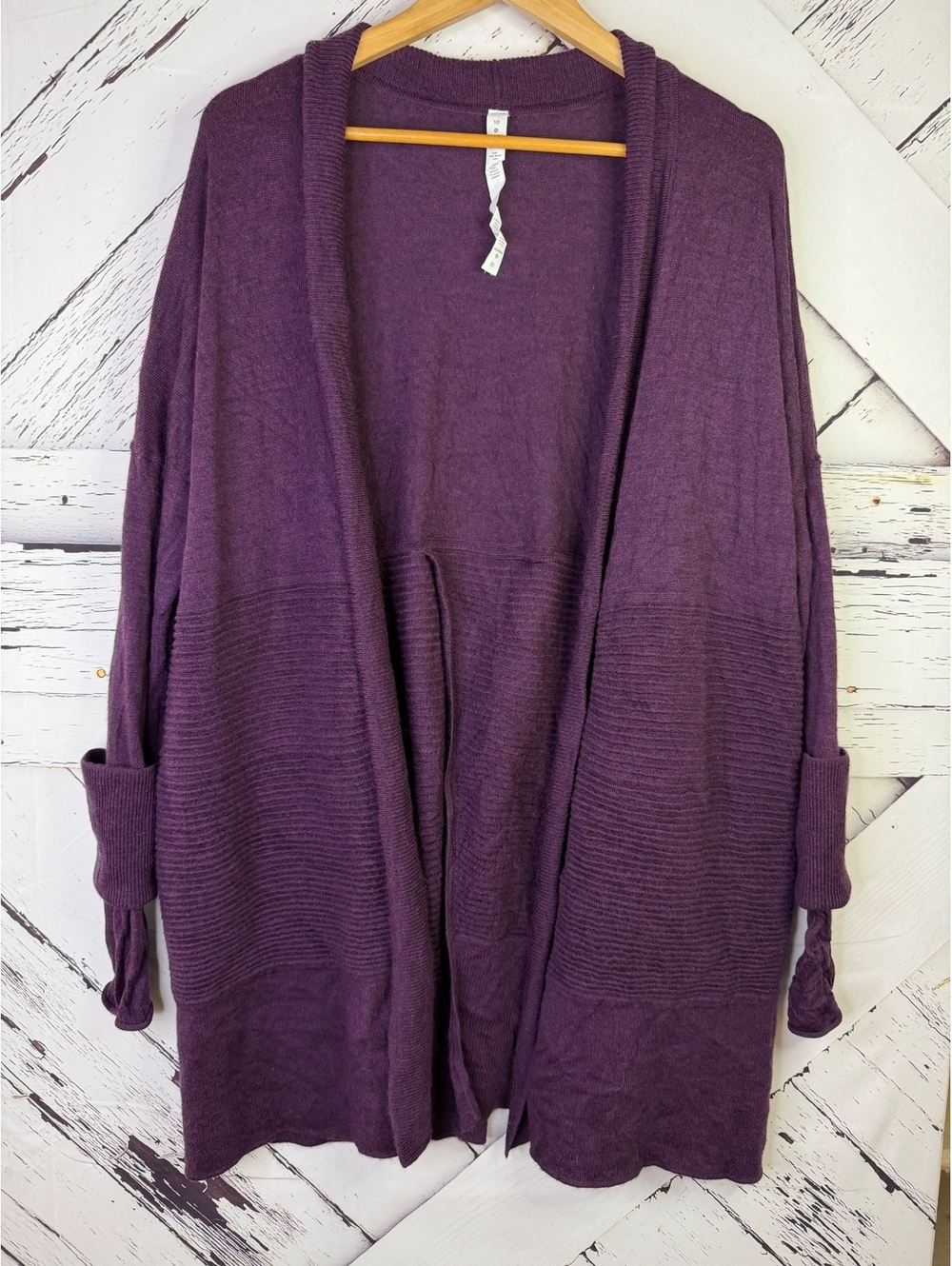 Lululemon Sit In Lotus Wrap Open Front Ribbed Cardigan Wool Sweater Women’s 10